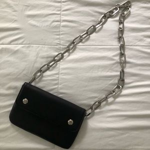 Adjustable Black Mini Bag with Chain
